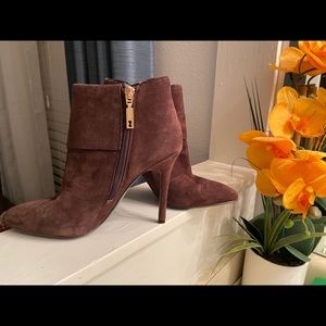 Brown booties with inside zipper